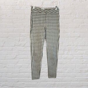Free People Women Size 28X27 Orange Plaid High Waisted Trouser Tapered Leg Pants
